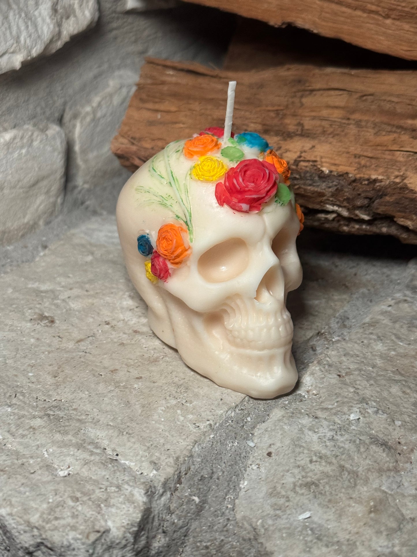 Sugar skull candle