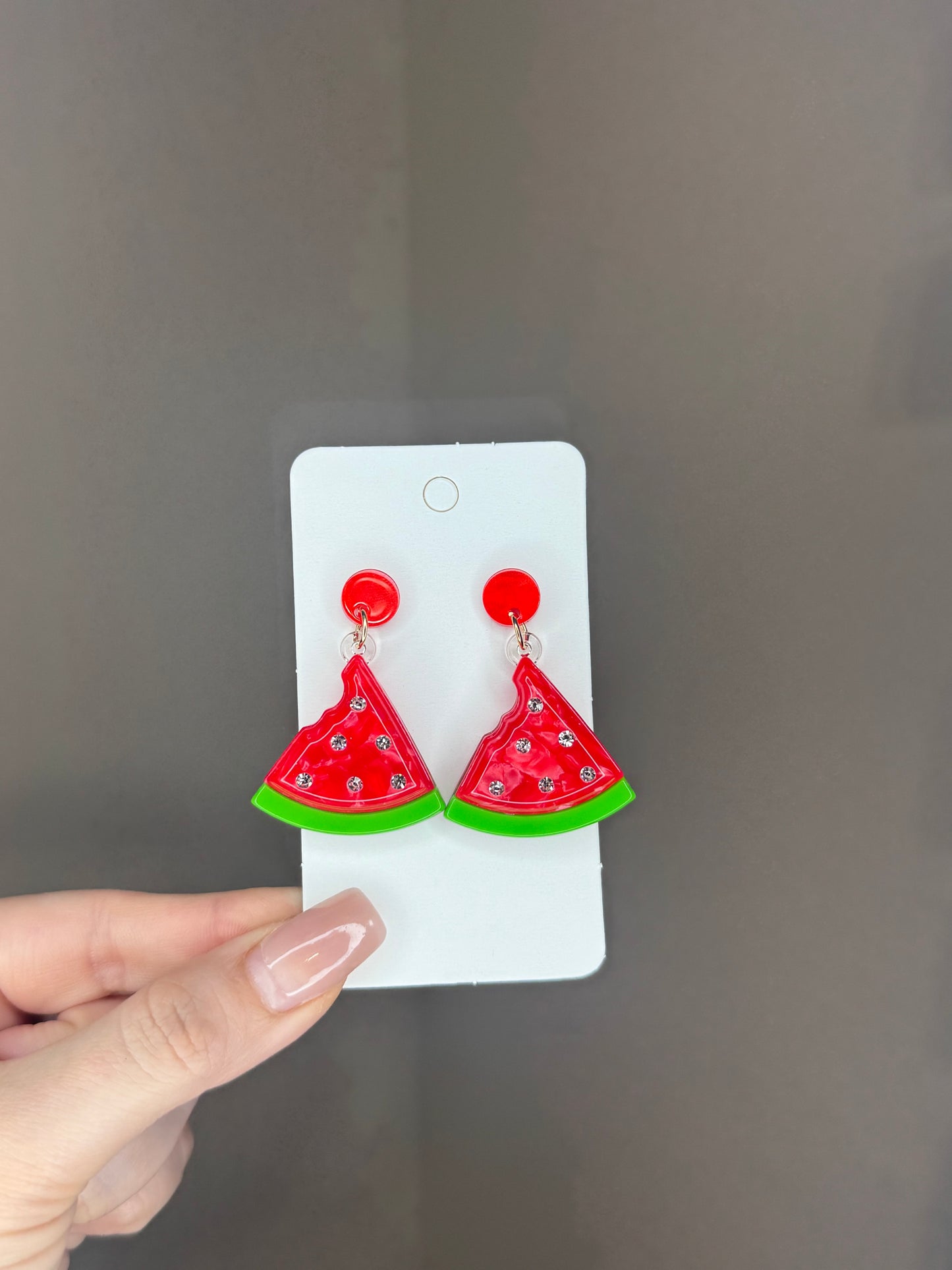 Rhinestone watermelon earrings