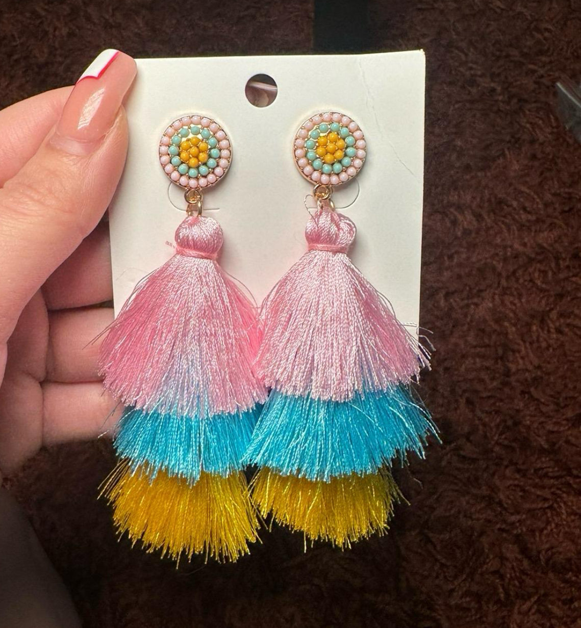 Colorful tassel earrings