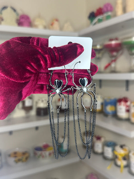 Spider hoop earrings
