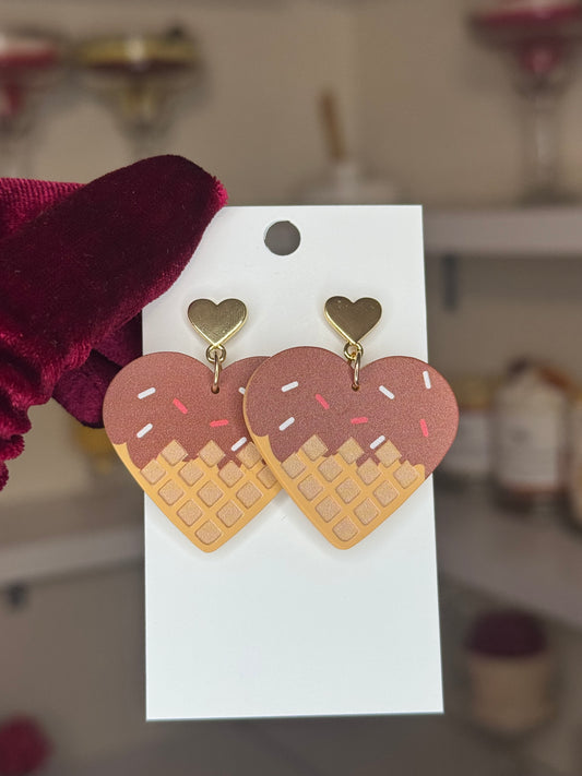 Heart shaped waffle earrings