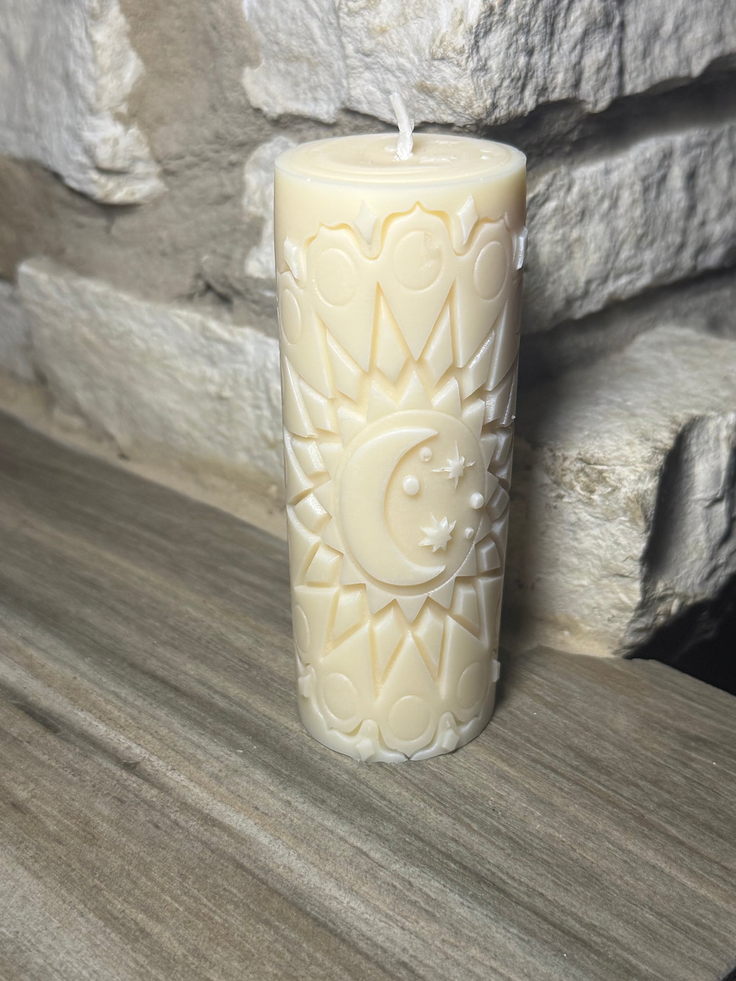 Sun and moon pillar candle