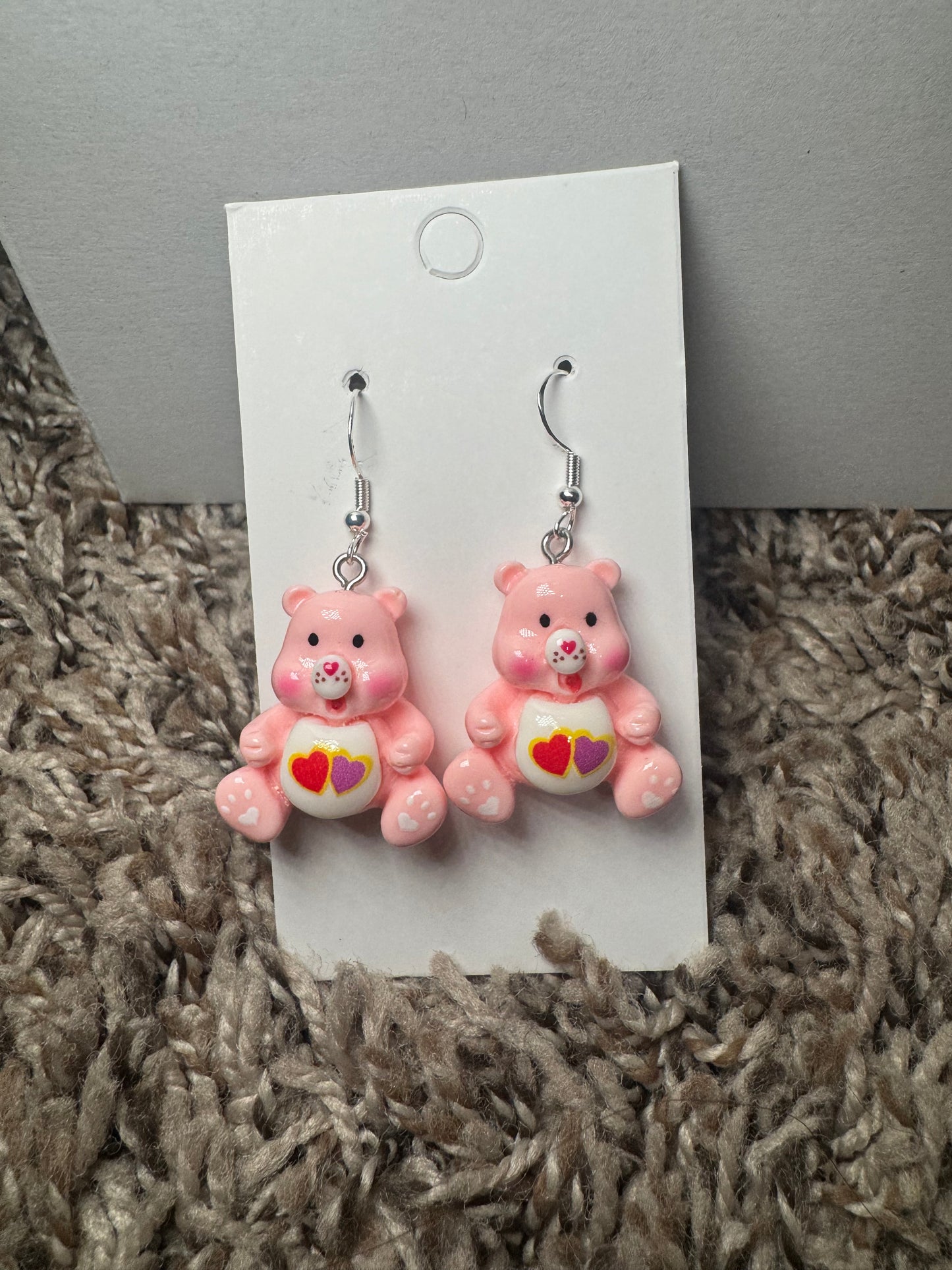 Pink Carebear earrings