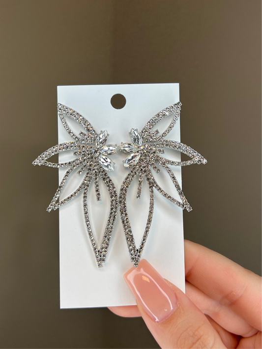 Rhinestone flower earrings