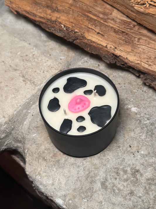 Cow print candle