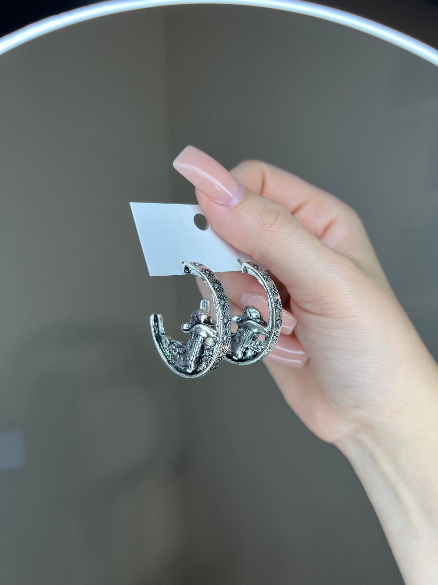 Western cowboy boot hoop earrings