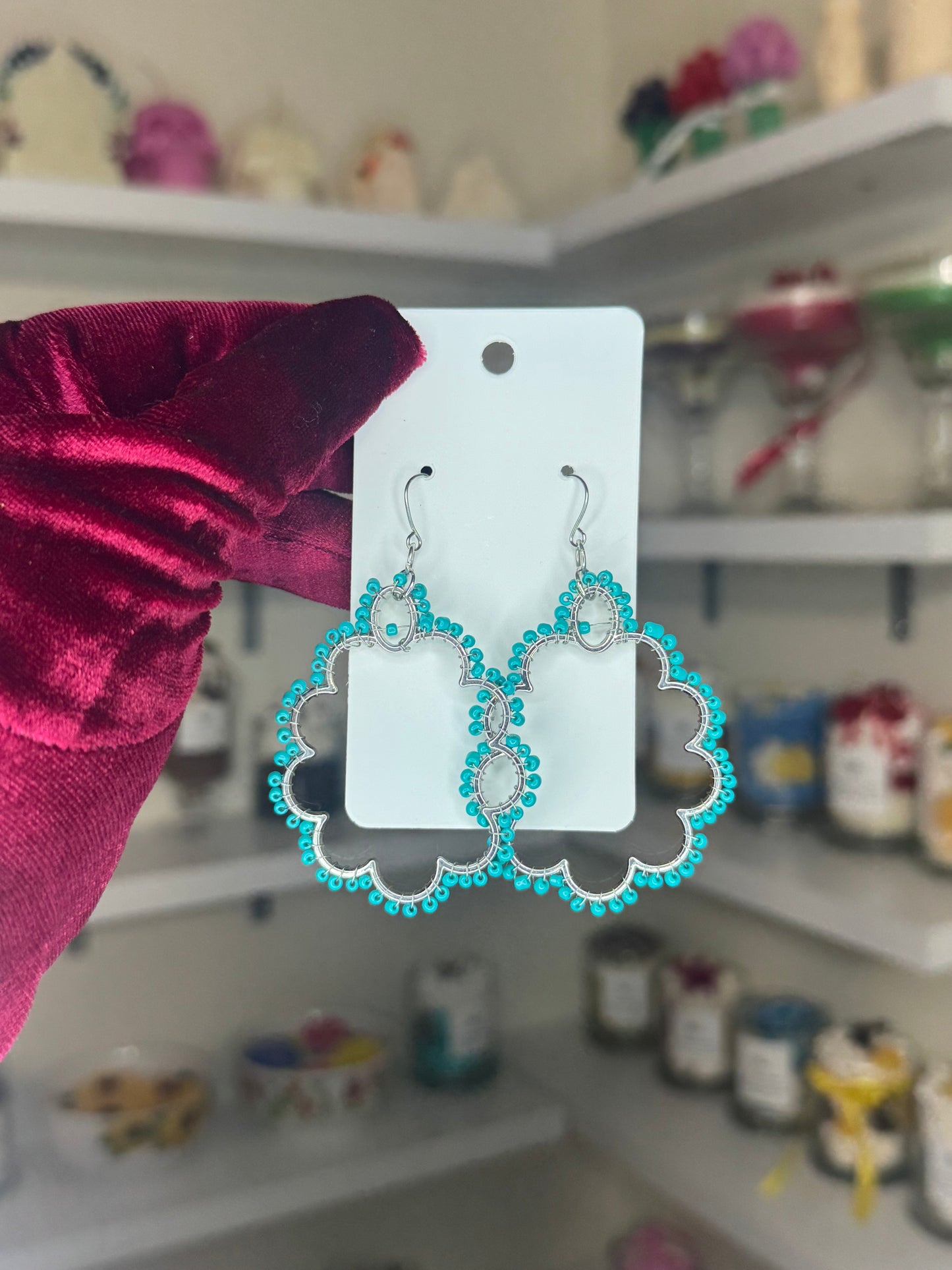 Beaded turquoise  earrings ￼