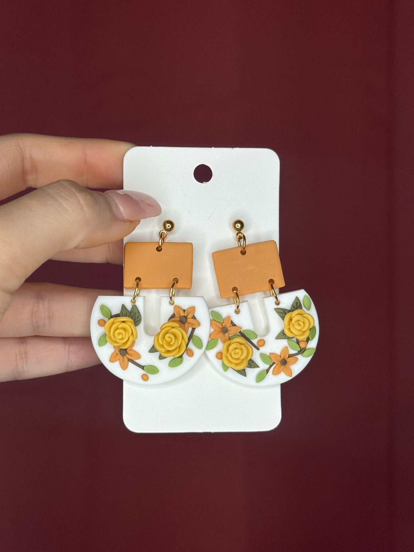 Floral clay like earrings