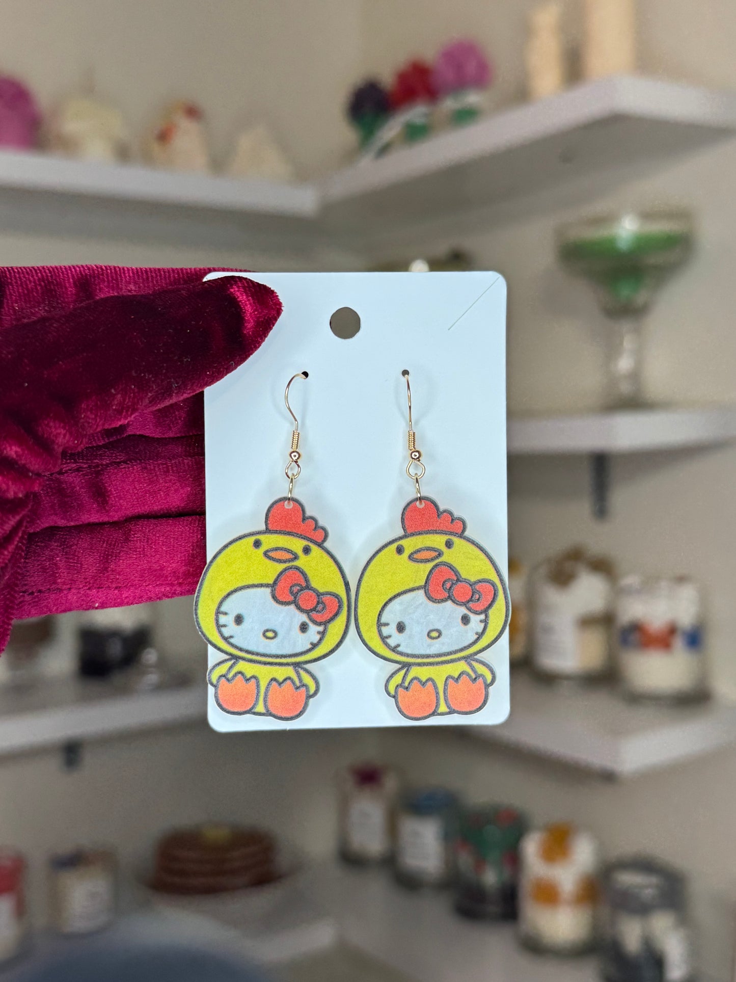 Hello kitty duck earrings