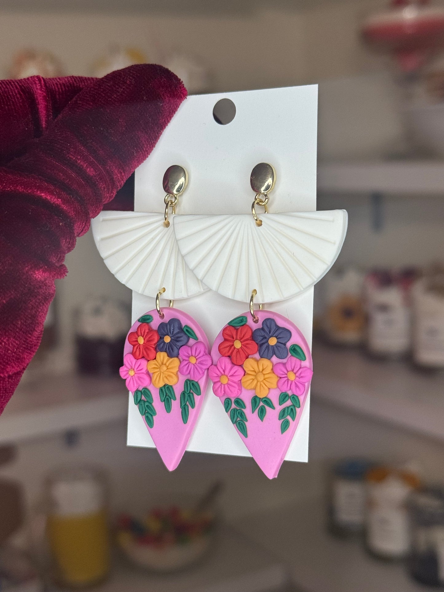Clay floral earrings