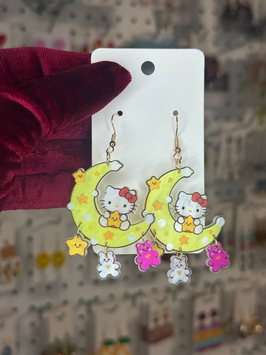 Hello kitty moon earrings