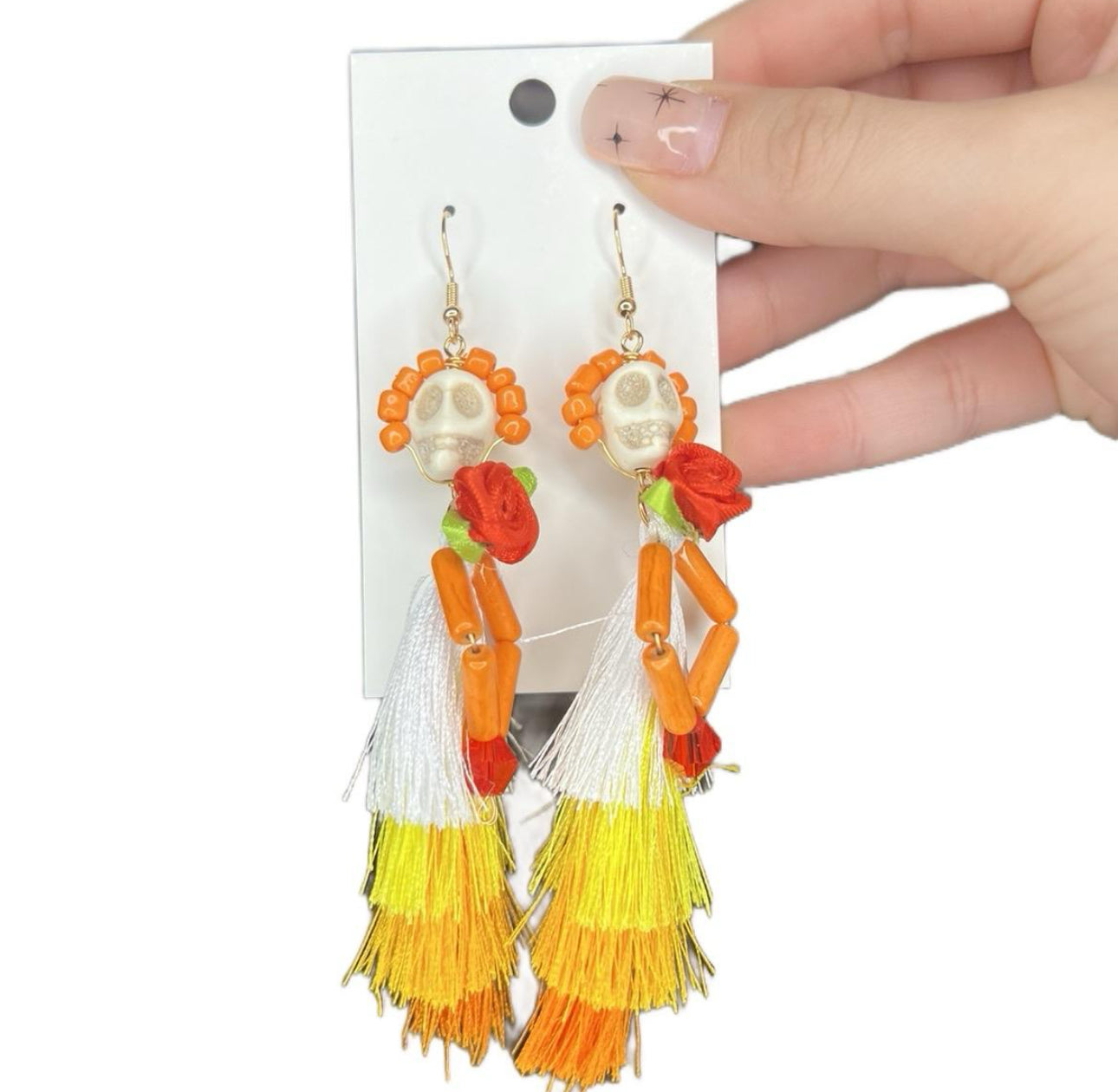 Skeleton fringe earrings