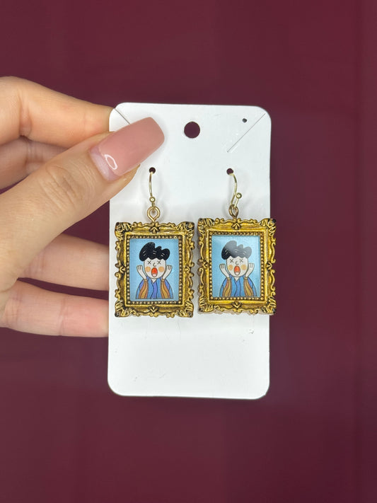 Scream painting earrings