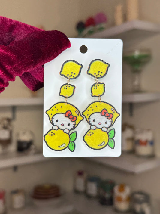 Hello kitty lemon earrings
