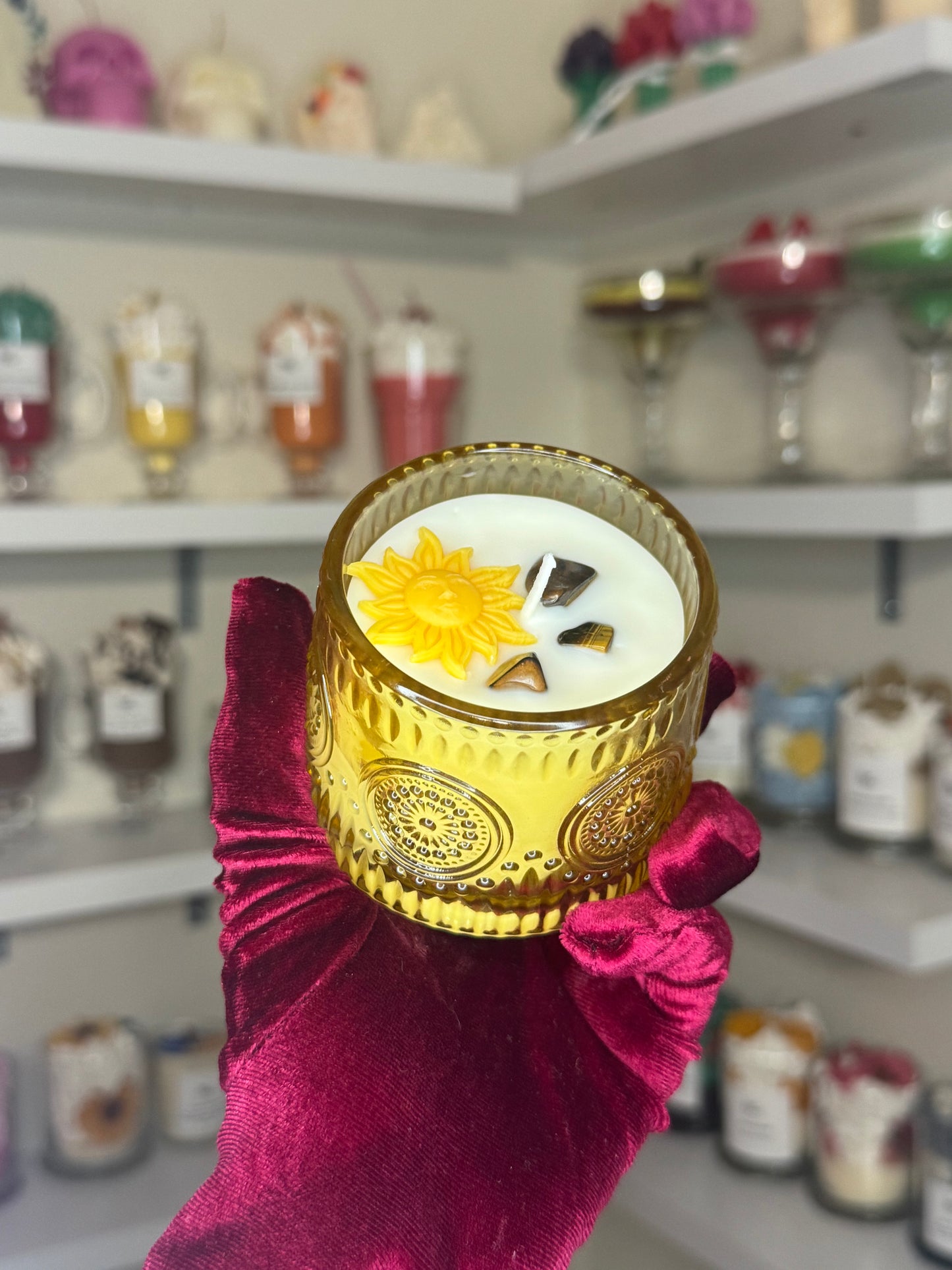 Tigers eye sun candle
