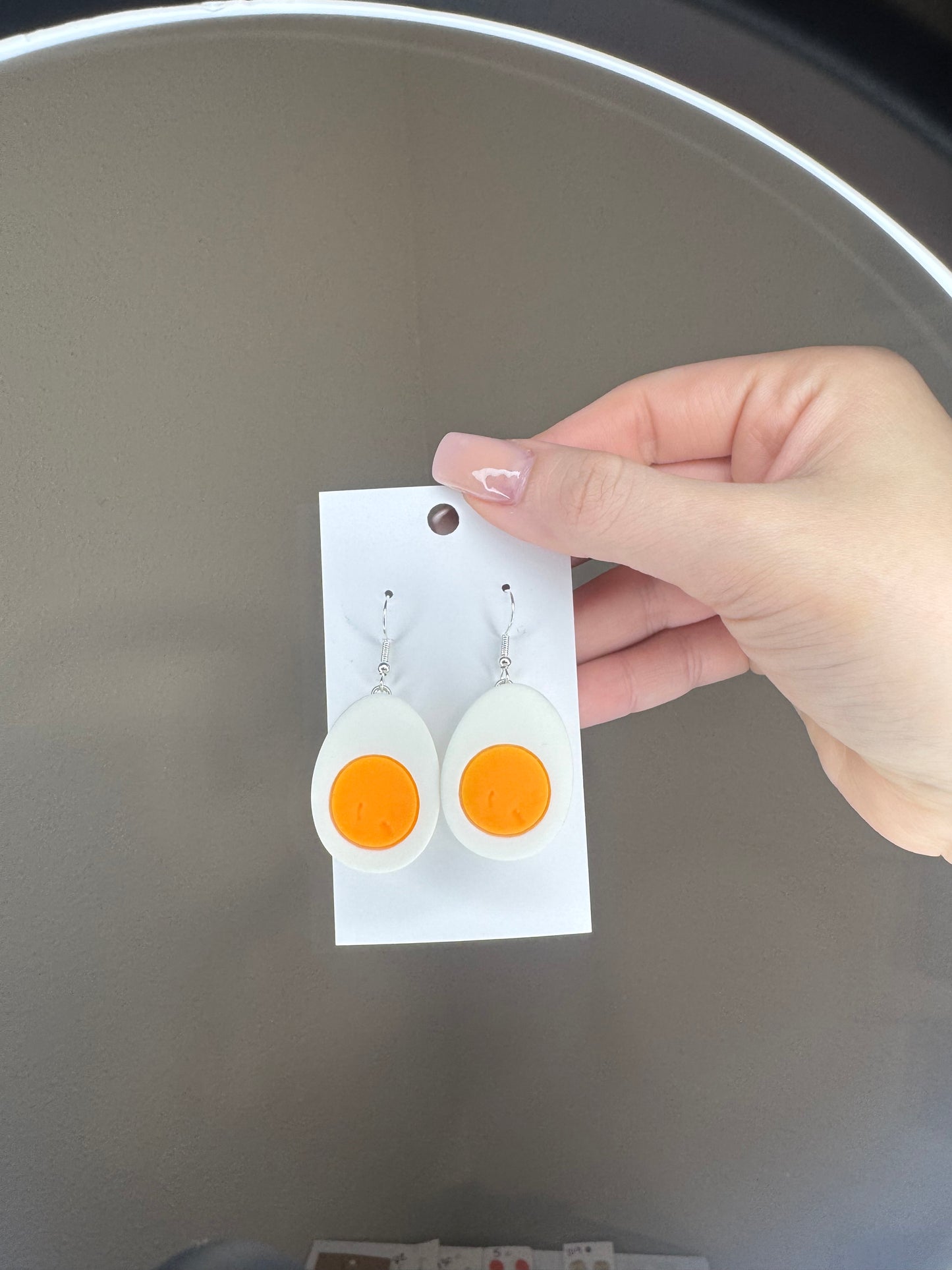 Boiled egg earrings