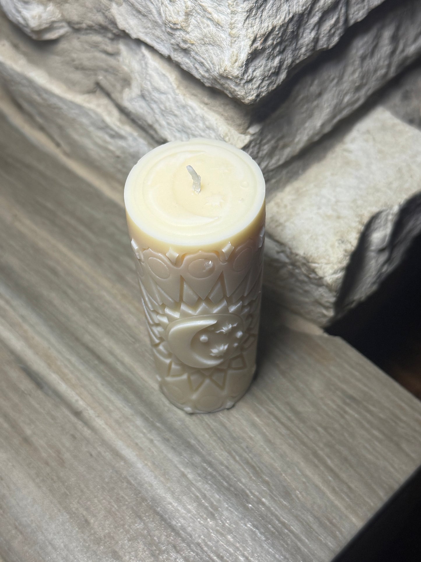 Sun and moon pillar candle