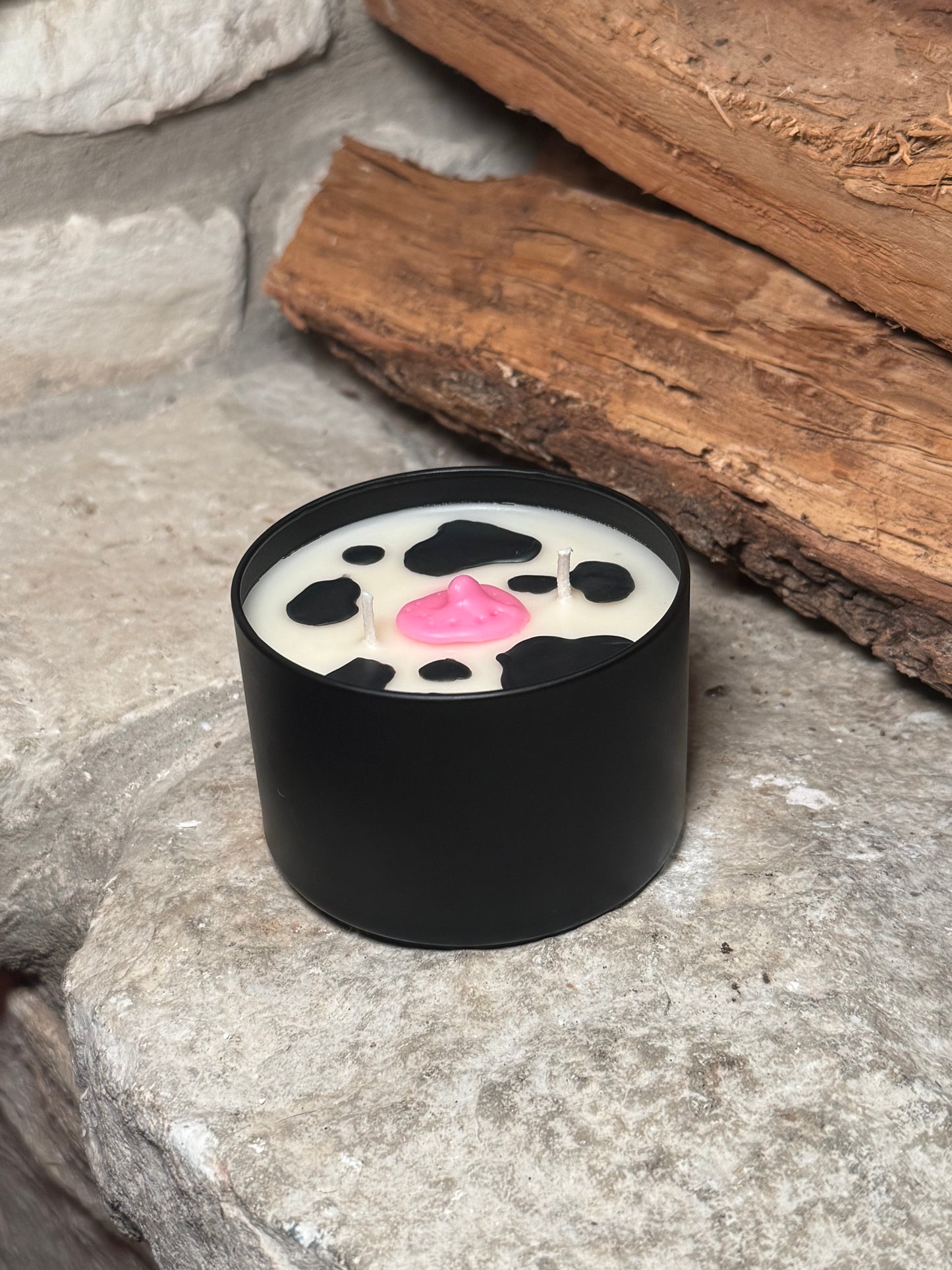 Cow print candle