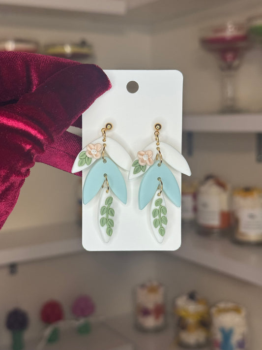 Floral clay earrings