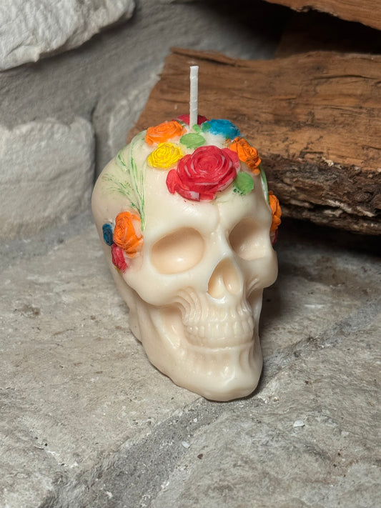 Sugar skull candle