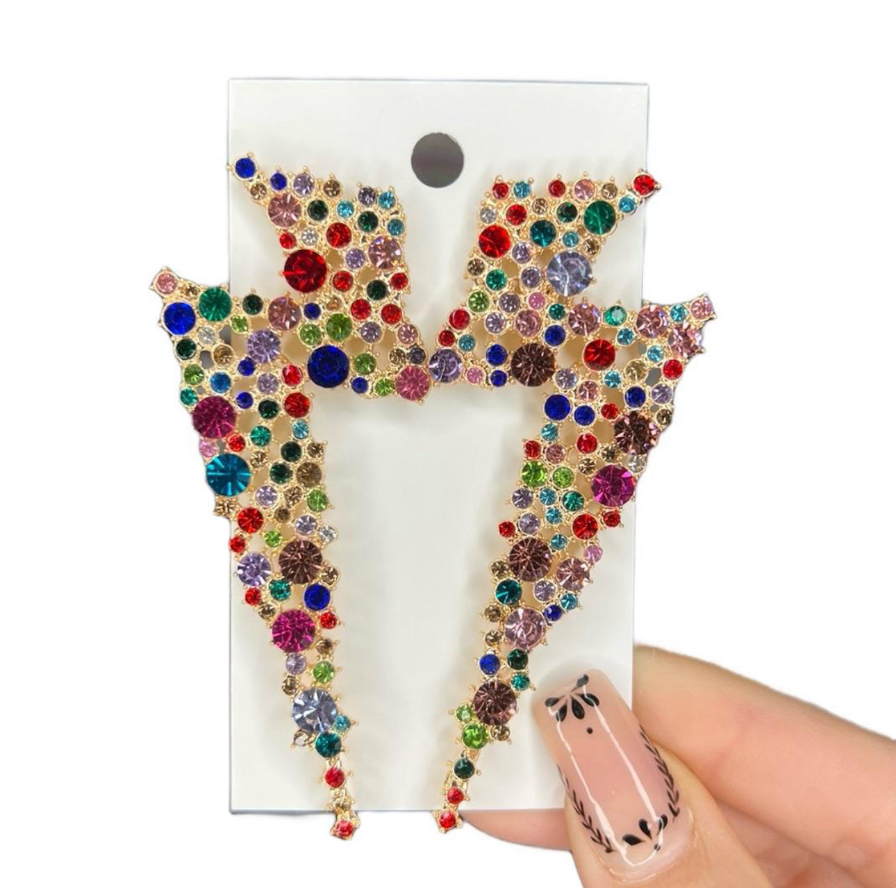 Rhinestone lightning bolt earrings