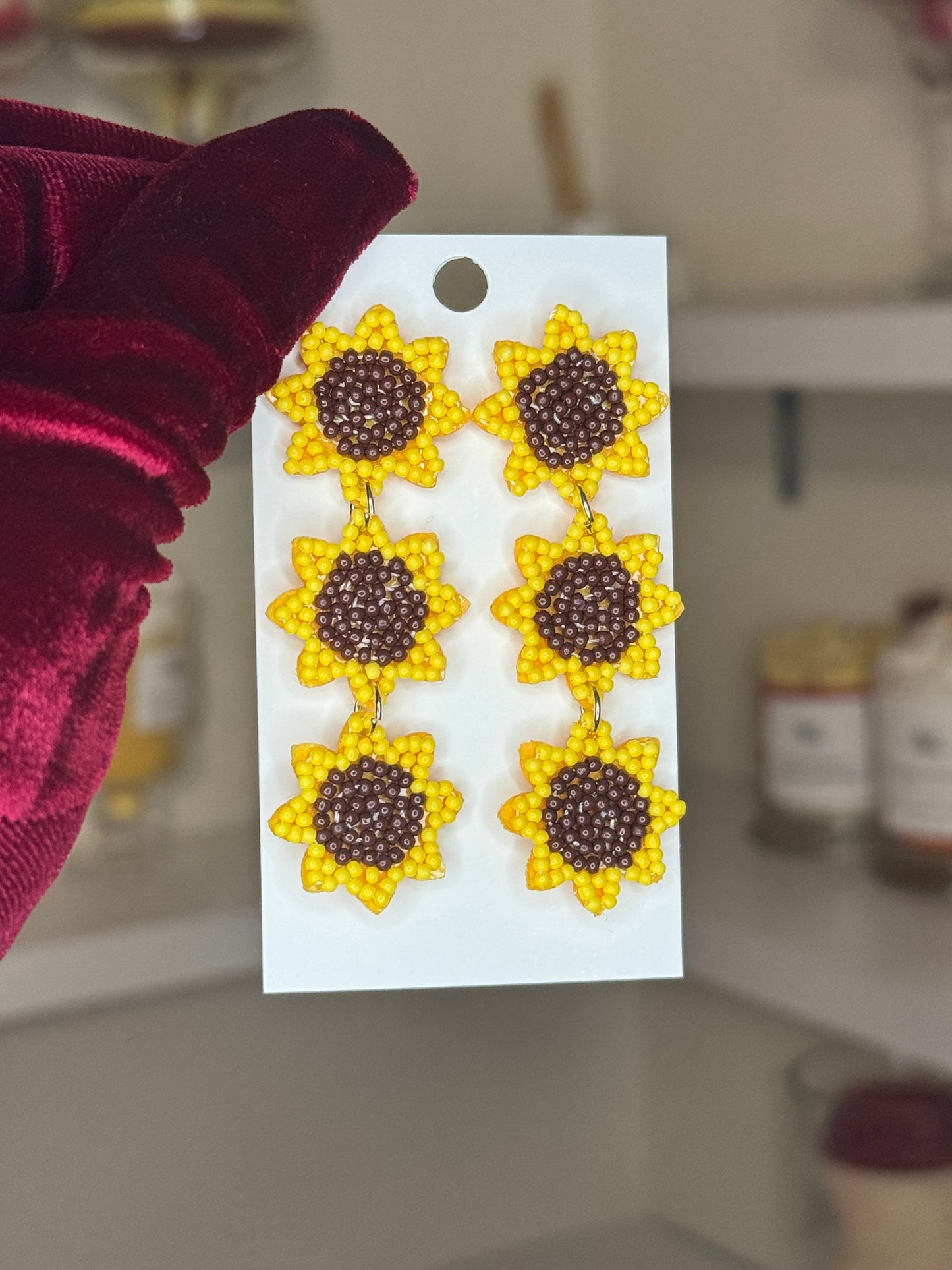 Beaded sunflower earrings
