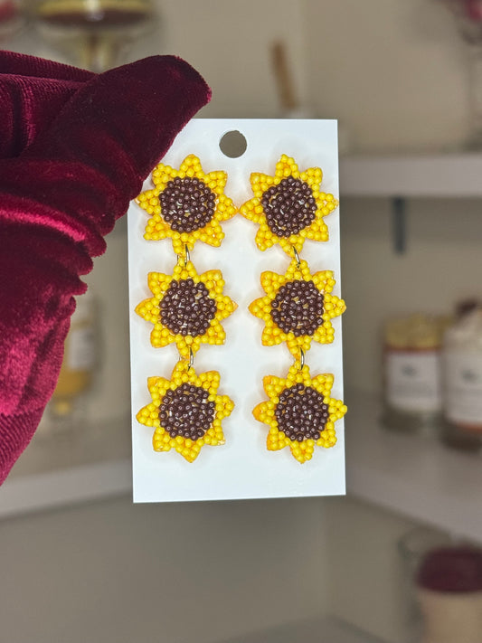 Beaded sunflower earrings