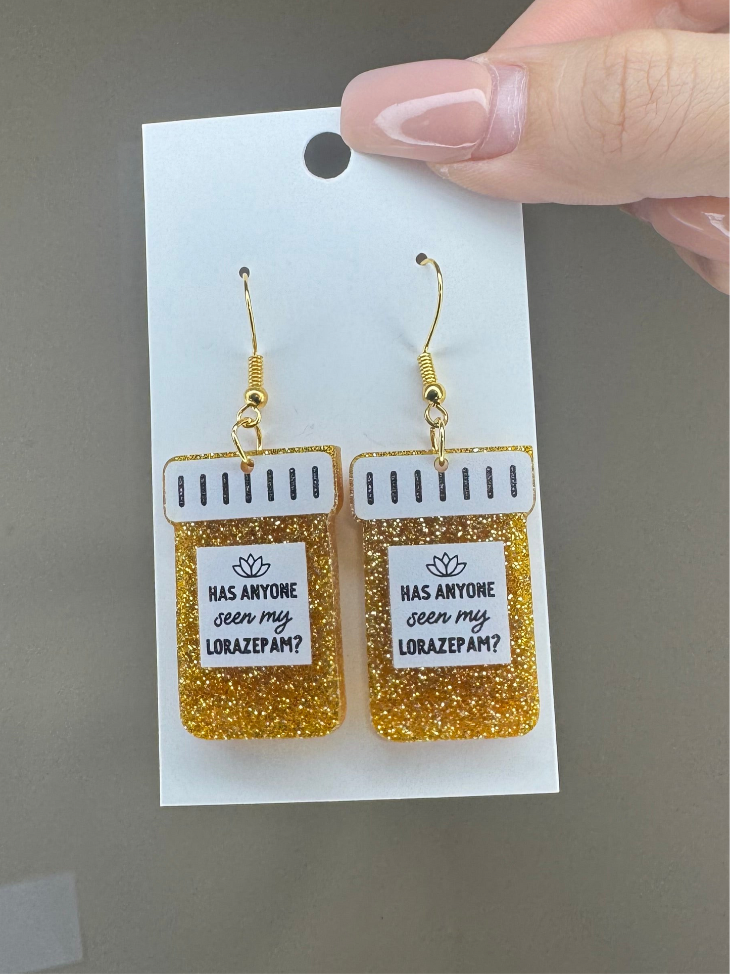 Pill bottle earrings