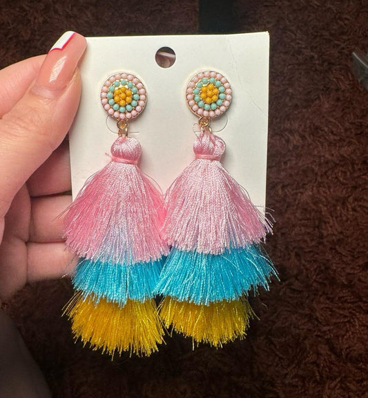 Colorful tassel earrings