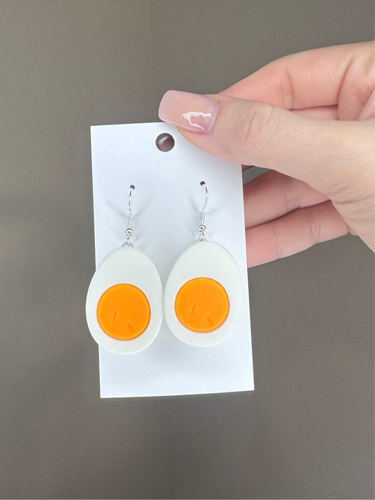 Boiled egg earrings