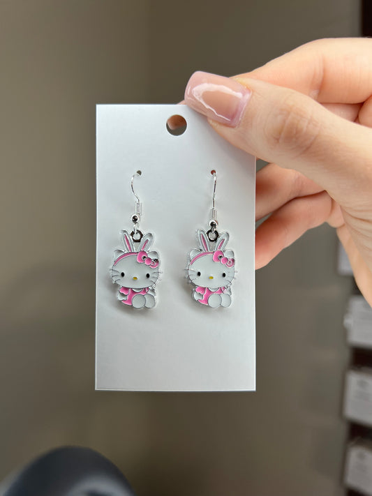 Hello kitty bunny earrings
